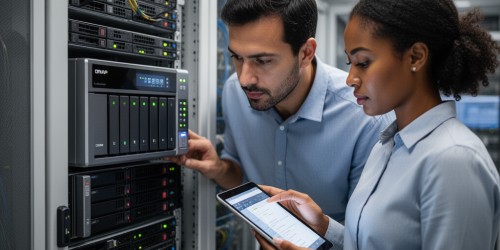 Como o storage NAS QNAP ajuda no backup da infraestrutura de IA local?
