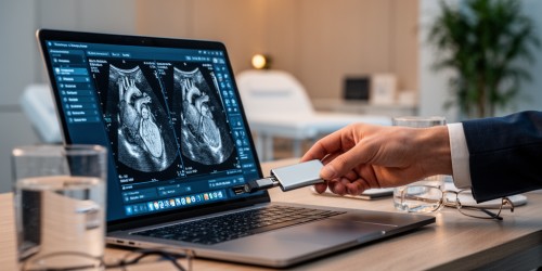 Como fazer backup das imagens de exames de ecocardiograma?
