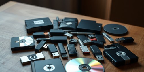 Quais são os tipos mais comuns de meios de armazenamento físico?