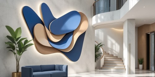 Logotipo 3D para parede em ambientes corporativos modernos