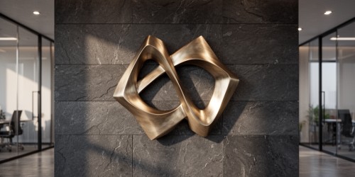 Logotipo 3D de parede para comunicação visual elegante