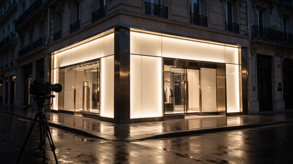 Fachada de LED melhora a visibilidade noturna em diferentes tipos de comércio