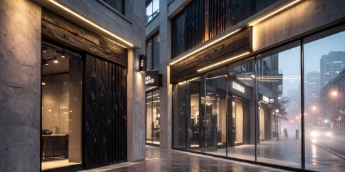 Fachadas comerciais com iluminação indireta