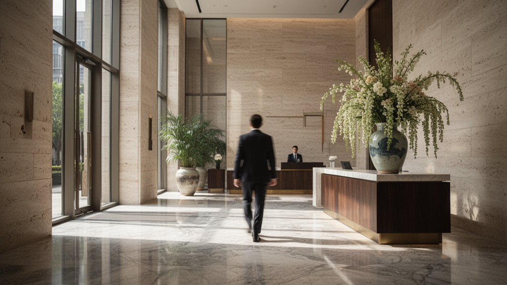 A primeira impressão já comunica o padrão do hotel