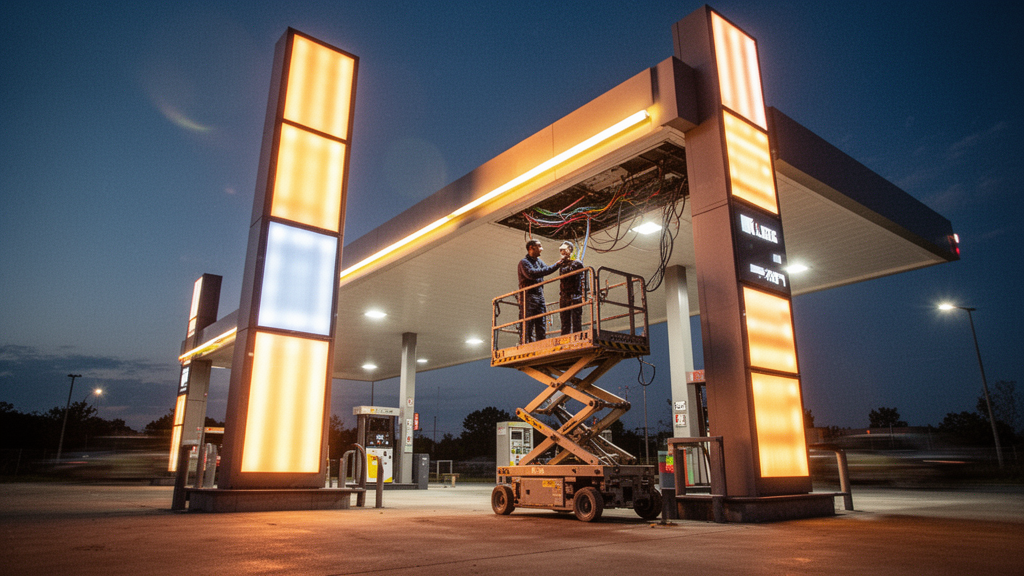 Postos de combustível utilizam luminosos de grande porte por estratégia