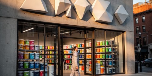 Lojas de tintas destacam a marca com letra caixa