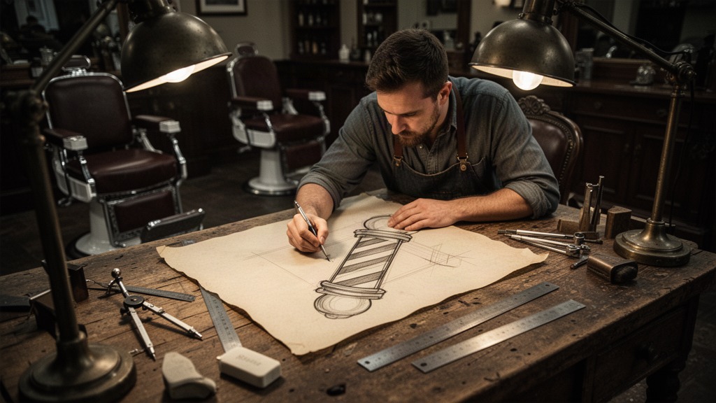 Como fabricar um letreiro retrô para barbearia no papel: o projeto vem antes da produção