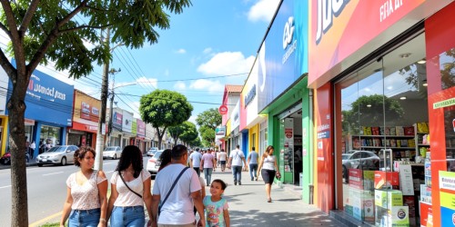Fachadas de supermercados em Jundiaí com sinalização de acesso