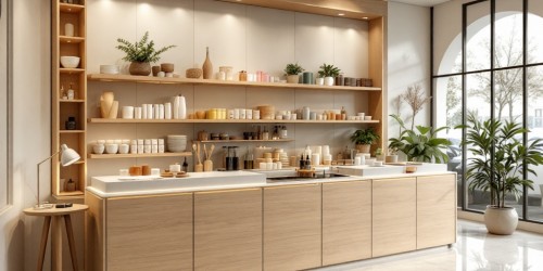 Display de chão MDF com design estratégico para vendas