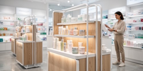 Móveis promocionais para farmácias e perfumarias