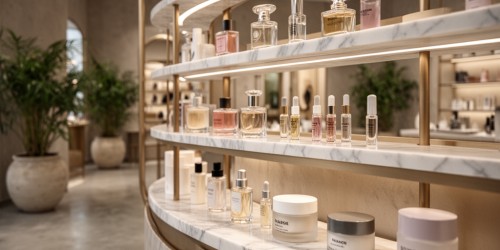Material de ponto de venda para lojas de cosméticos