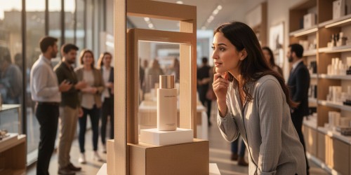 Quais benefícios o display em tamanho real oferece ao varejo