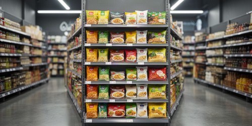 Gôndolas de mercado para destacar produtos promocionais