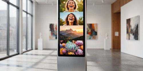Quais imagens funcionam melhor em um totem display fotográfico