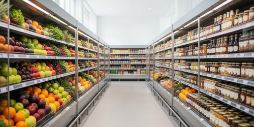 Gôndolas de mercado que valorizam a exposição dos produtos