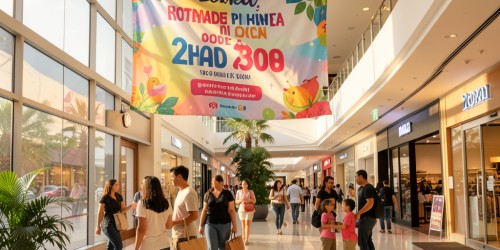 Faixa em lona para ações promocionais em shopping centers