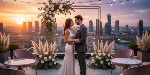 Como planejar um mini wedding elegante em espaço rooftop