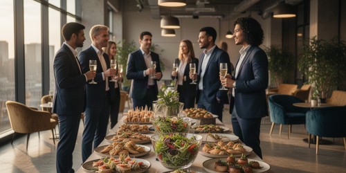 Espaço para festa corporativa com alimentação inclusa