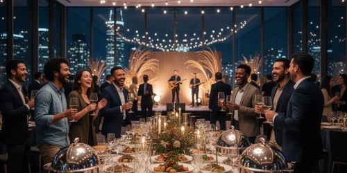 Final de ano da empresa com buffet e entretenimento