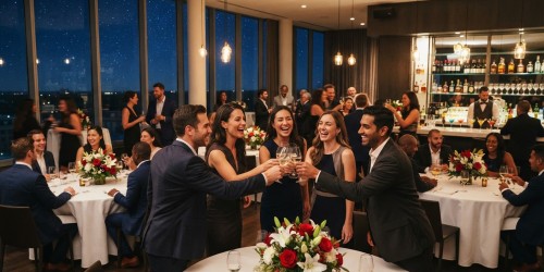 Espaço para festa empresarial com bebidas liberadas