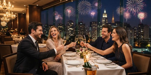 Réveillon em restaurante com vista privilegiada de São Paulo