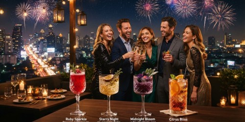 Virada de ano com drinks exclusivos em um rooftop