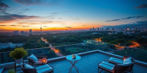 Espaço rooftop para casamento com vista para o parque em São Paulo