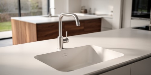 Pia de Corian sob medida para arquitetura contemporânea