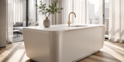 Bancada em Corian para projetos assinados por arquitetos