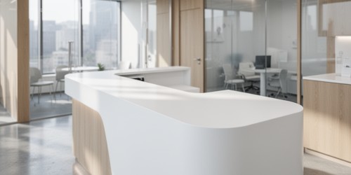 Bancadas em Corian para clínicas com acabamento premium