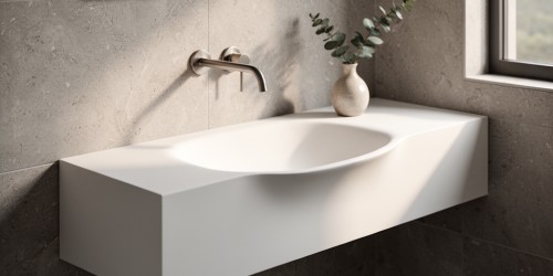 Pia de Corian sob medida para banheiros contemporâneos