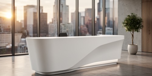 Bancada em Corian para ambientes corporativos modernos