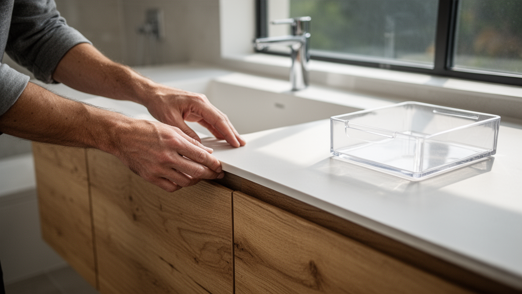 Materiais e tecnologias: Corian, madeira e acrílico em harmonia