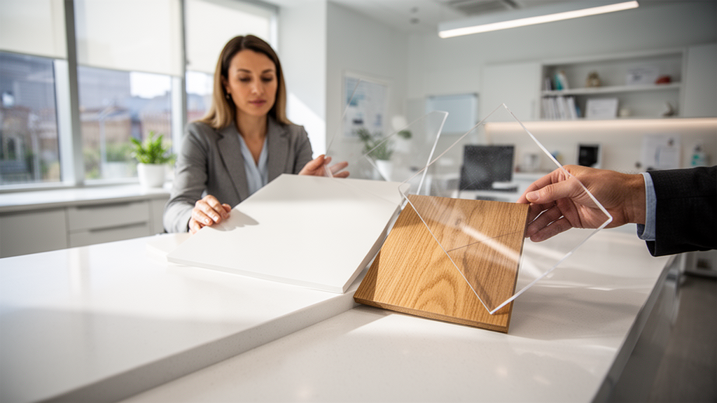 Materiais e tecnologias que elevam o padrão: Corian, madeira e acrílico