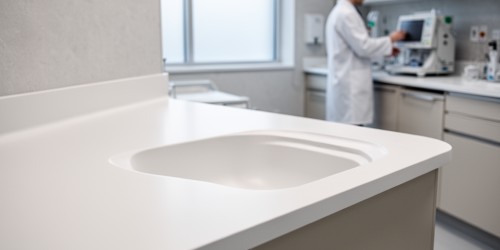 Bancadas em Corian para clínicas e ambientes de saúde