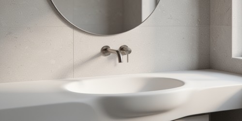 Cuba em Corian integrada para banheiros minimalistas
