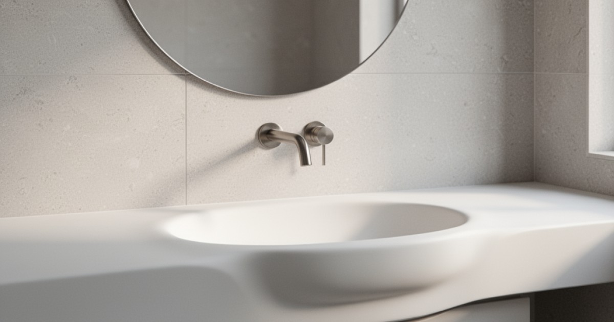 Cuba em Corian integrada para banheiros minimalistas
