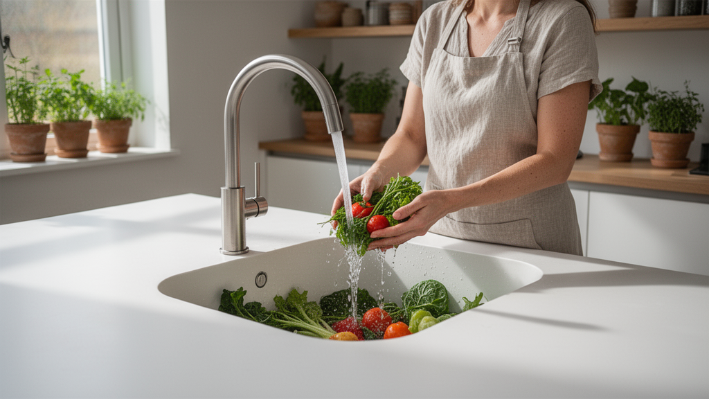 Bancada em Corian com cuba esculpida: o que é e por que encanta