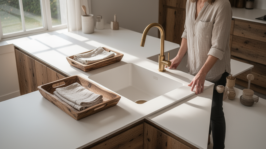 Tipos de móveis e acessórios que valorizam sua pia de Corian®