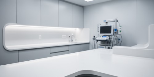 Bancadas em Corian para clínicas com máxima praticidade