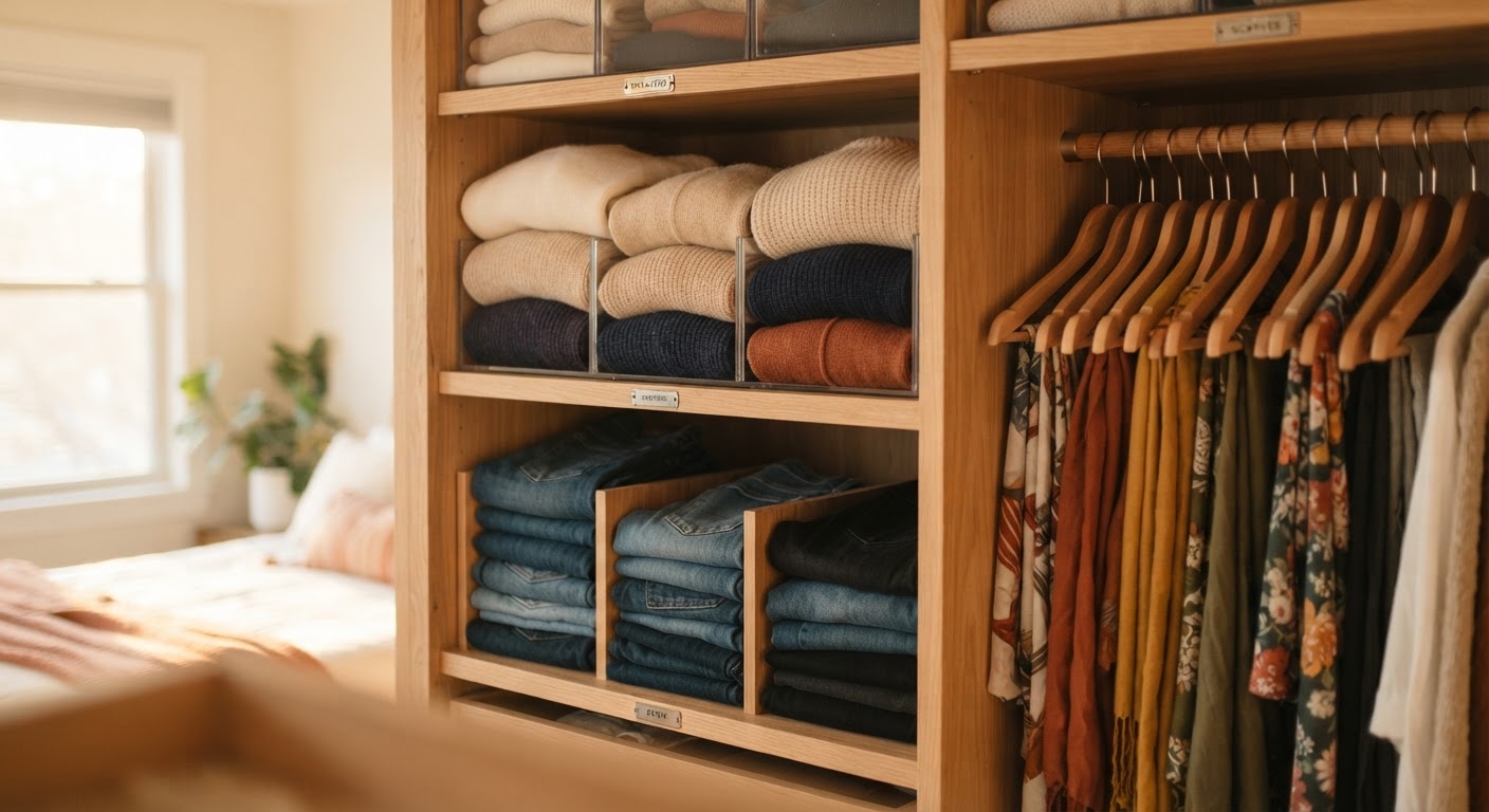 Como as divisórias transformam a organização de roupas e acessórios