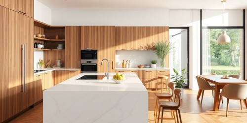 Integração de madeira e Corian em projetos de alto padrão
