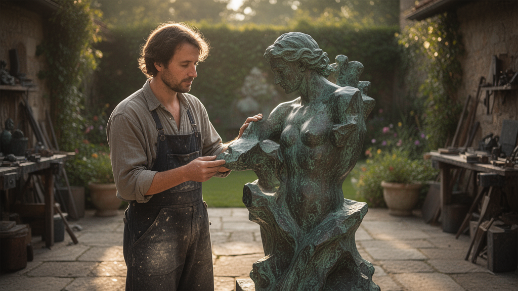 O que define uma escultura resistente ao sol e ao tempo?