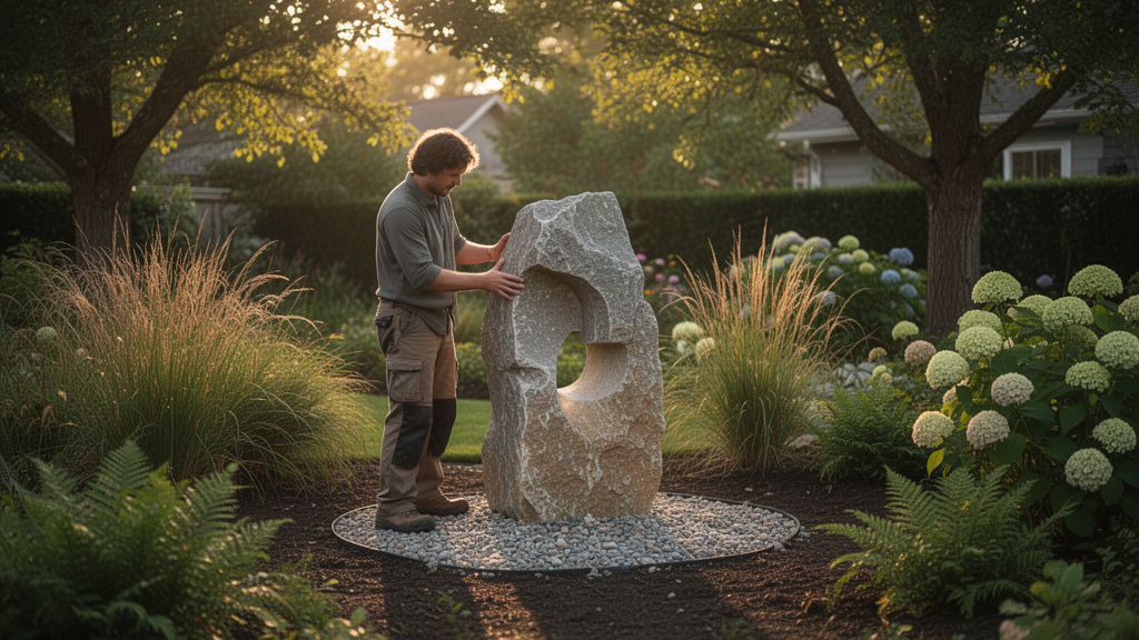 Como posicionar a obra de arte no jardim