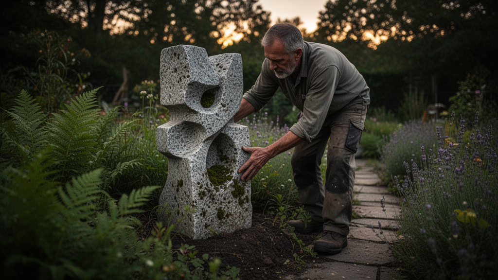 O que define a escultura rústica para jardim?