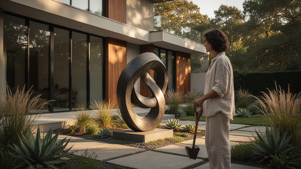 Escultura para jardim residencial combina com fachada moderna?