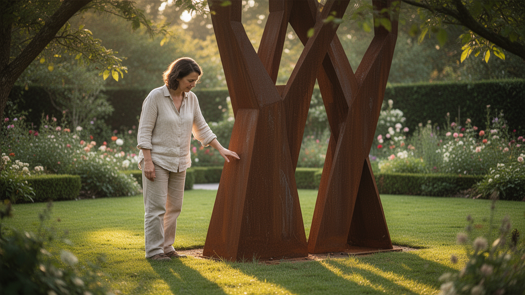 O que define uma escultura em aço para jardim de alta resistência?