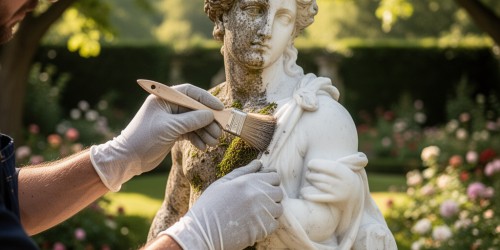 Manutenção de escultura de jardim evita perda de acabamento?