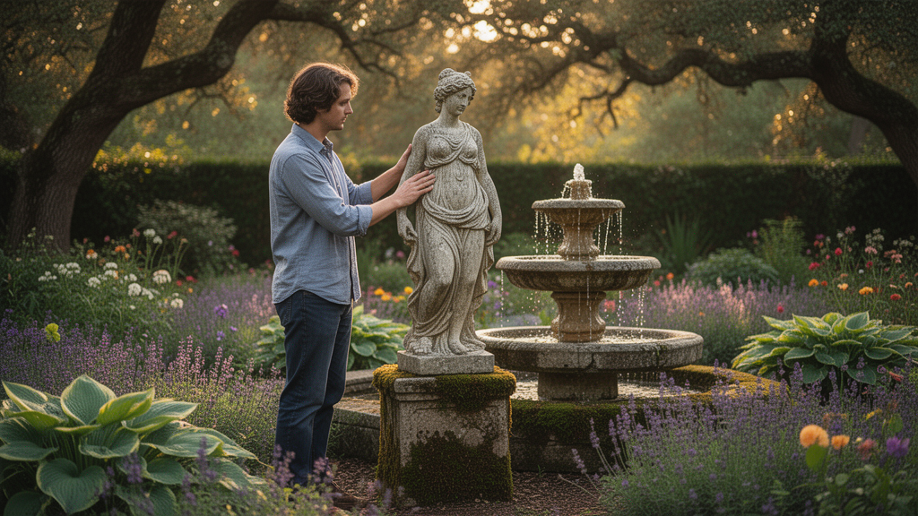 O que define a harmonia de uma escultura figurativa para jardim?