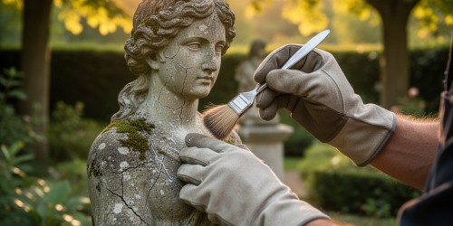 Como restaurar escultura externa exposta ao sol e chuva?